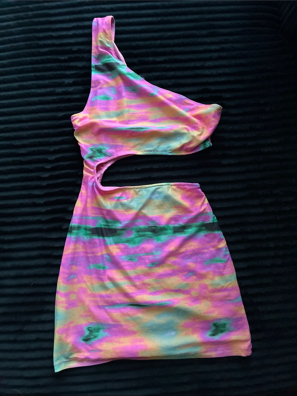 Motel Rocks One-Shoulder Cutout Mini Dress - Pink, Green, Yellow